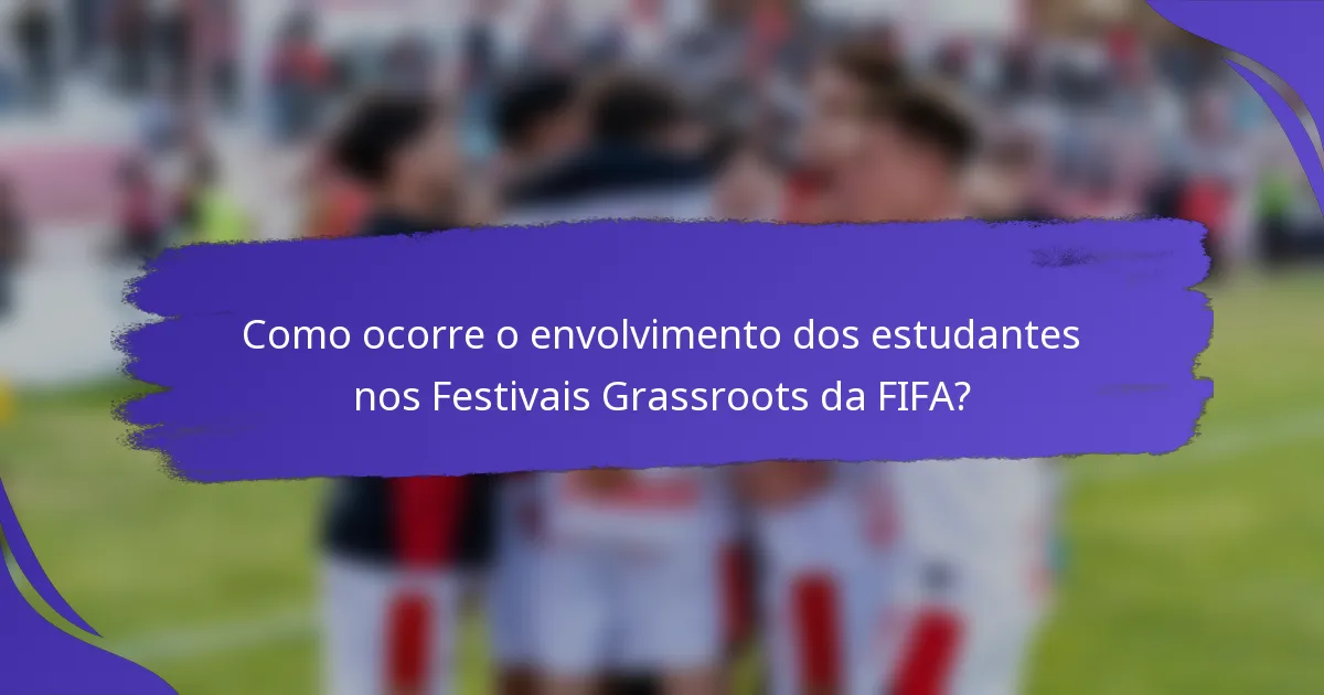 Como ocorre o envolvimento dos estudantes nos Festivais Grassroots da FIFA?