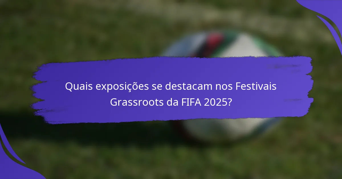 Quais exposições se destacam nos Festivais Grassroots da FIFA 2025?