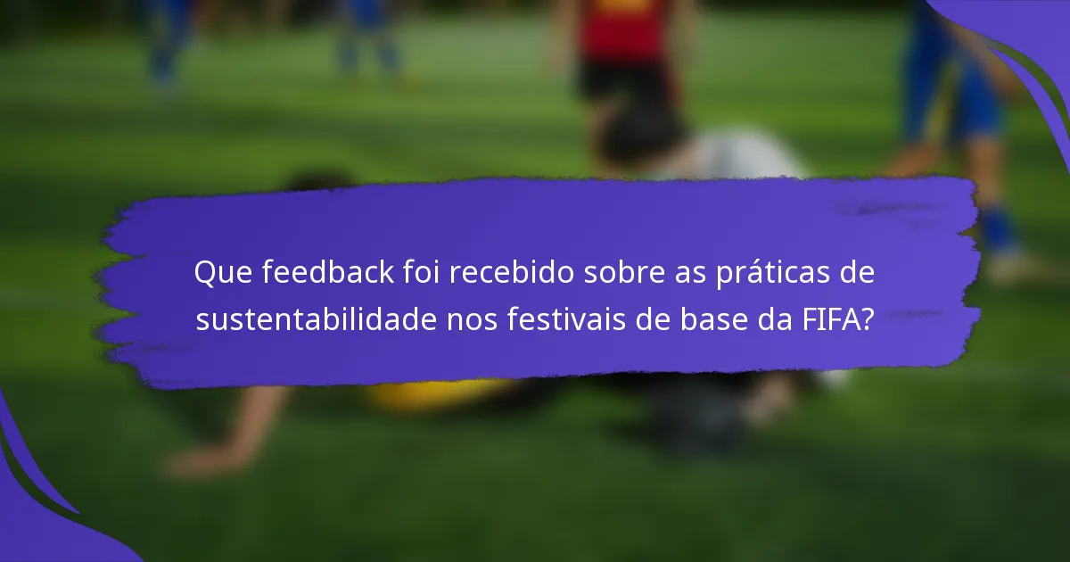 Que feedback foi recebido sobre as práticas de sustentabilidade nos festivais de base da FIFA?
